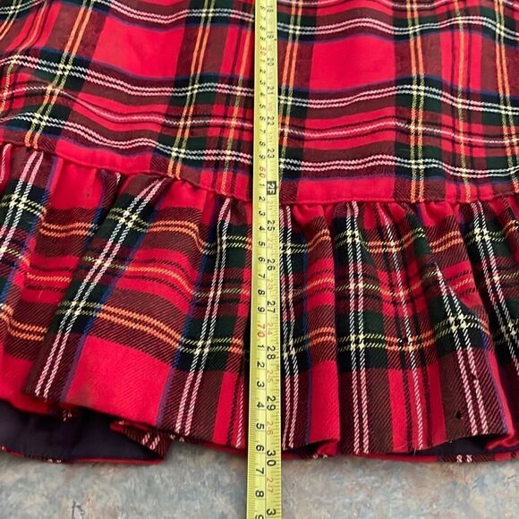 Vintage Tartan Plaid Wool Pencil Skirt with Ruffle detail Sz 8 with belt - Picture 9 of 11